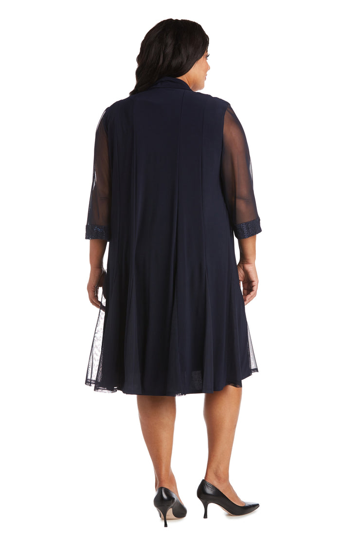 Shift Dress with Embellished Neckline and Sheer Jacket - Plus