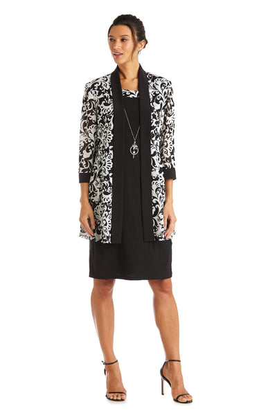 Swirled Daytime Printed Jacket Dress With Detachable Necklace
