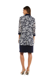Swirled Daytime Printed Jacket Dress With Detachable Necklace