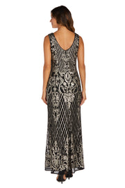 Sequined Maxi Gown with V-Neck and Fitted Silhouette