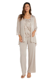 Three-Piece Pant Suit with Embellished Jacket