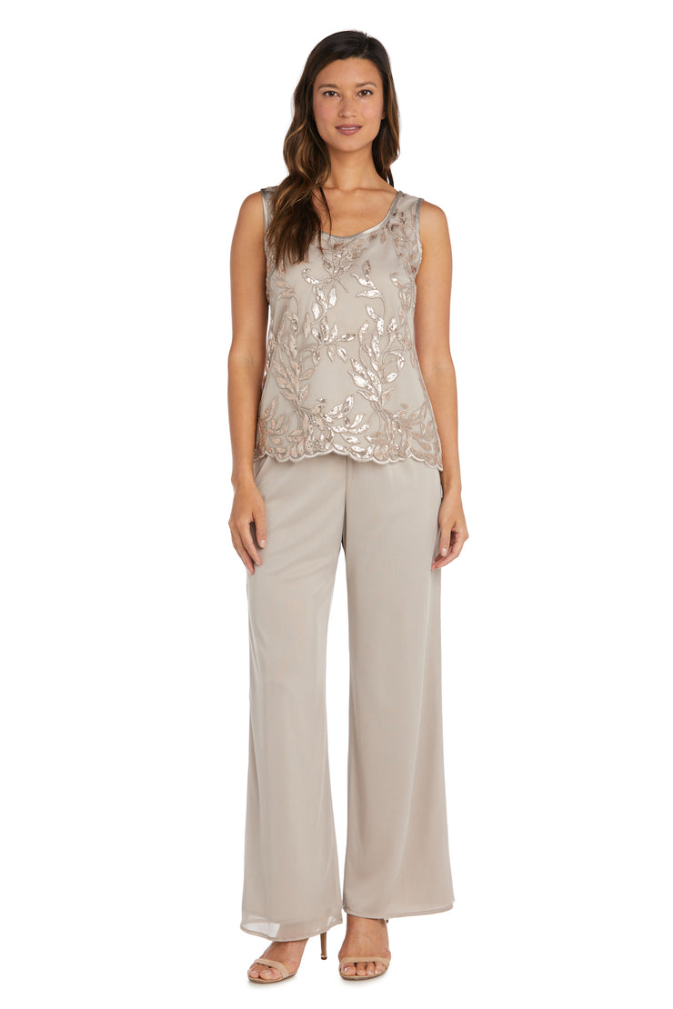 Three-Piece Pant Suit with Embellished Jacket