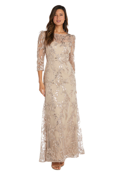 Embellished Boat Neck Illusion Gown