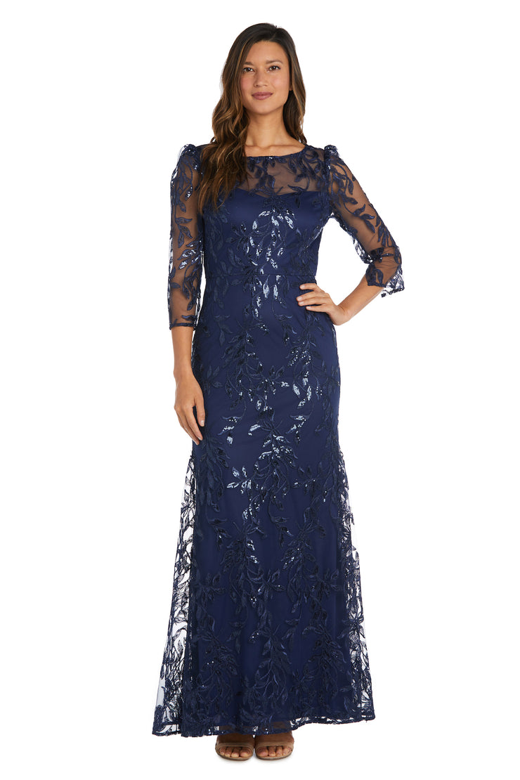 Embellished Boat Neck Illusion Gown