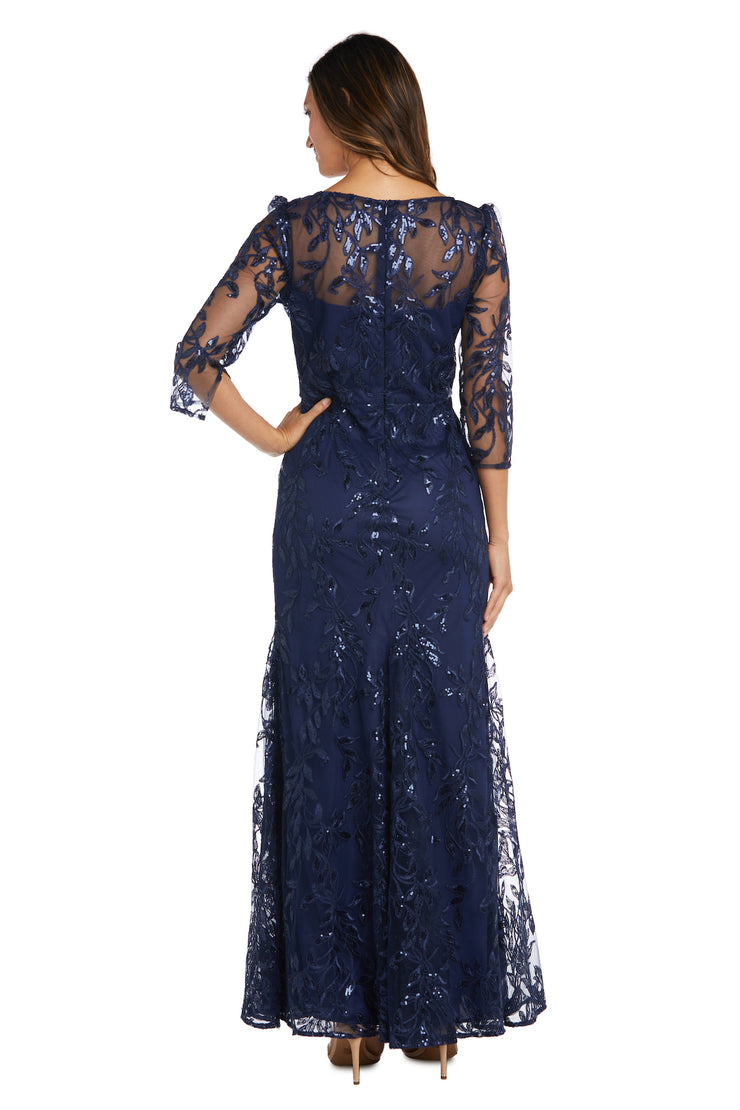 Embellished Boat Neck Illusion Gown