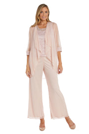 Pearl Detailed Tank Top and Pant Set with Matching Sheer Jacket