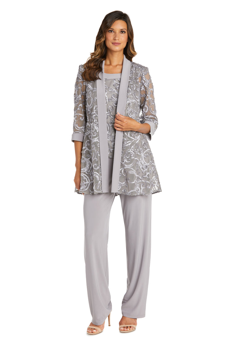 Two-Piece Soutache Jacket and Tank Pantsuit with Necklace