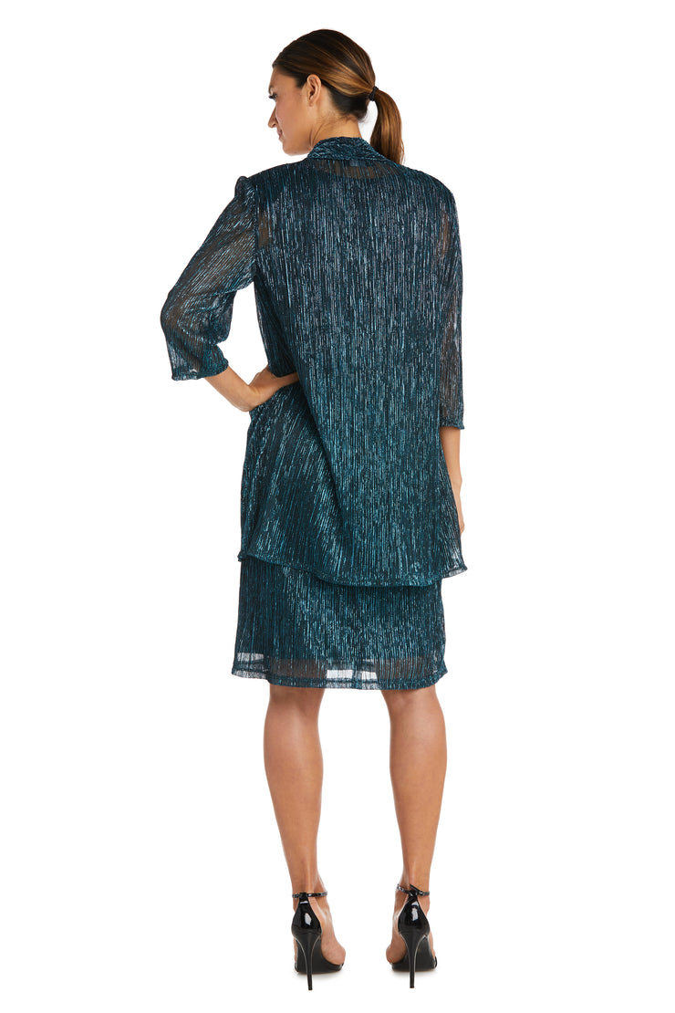 Metallic Sleeveless Dress with Matching Draped Cardigan