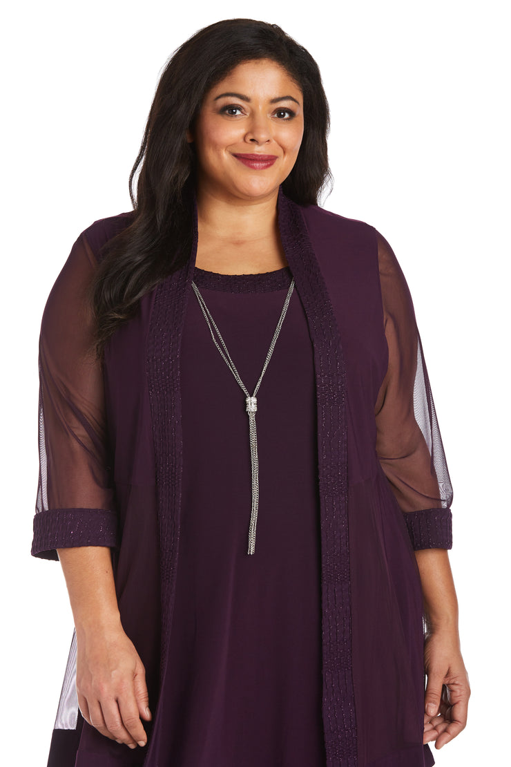 Jacket Dress with Textured Detail and Sheer Inserts - Plus – R&M Richards