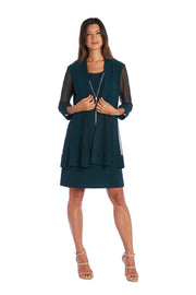 Jacket Dress with Textured Detail and Sheer Inserts - Petite