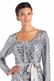 Long Sleeved Sequined Evening Gown
