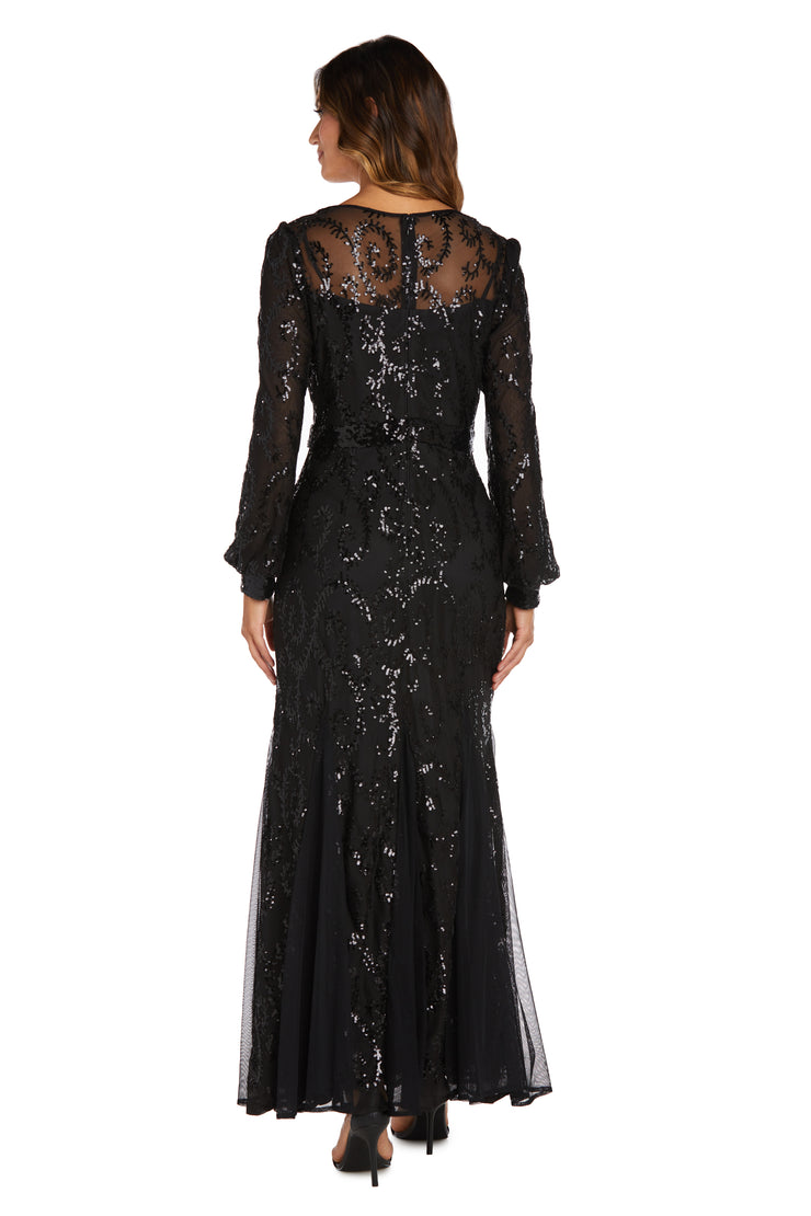 R & M Richards Dress, Sleeveless Beaded Evening Gown in Black