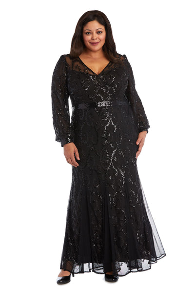 Delicately Embellished Sequined Gown - Plus