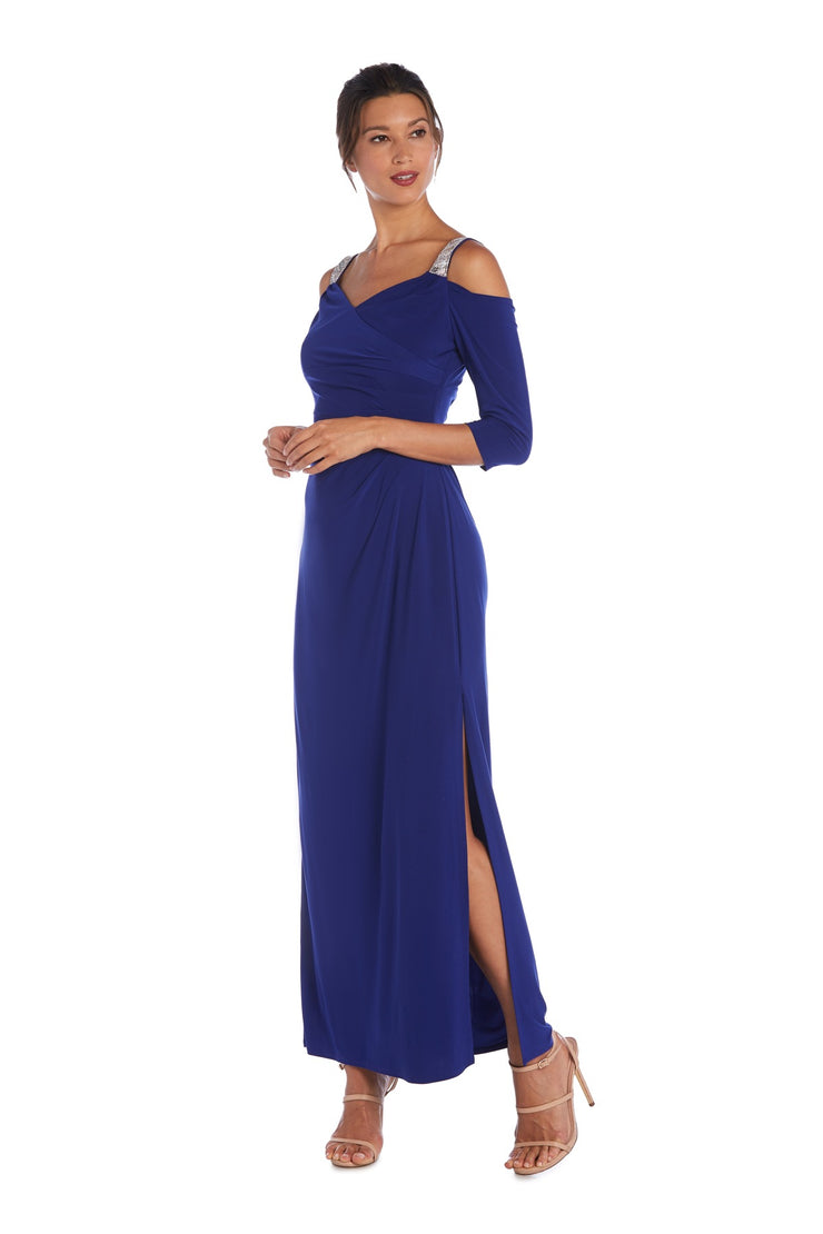 Cold Shoulder Gown with Rhinestone Detail Straps