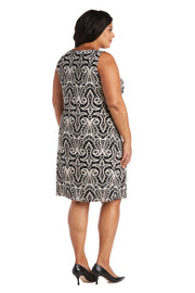 Two-Piece Printed Dress with Draped Cardigan - Plus
