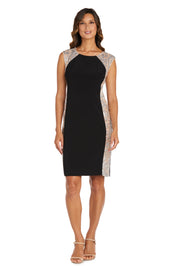 Illusion Knee-Length Sheath Dress with Sheer Inserts and Sequins
