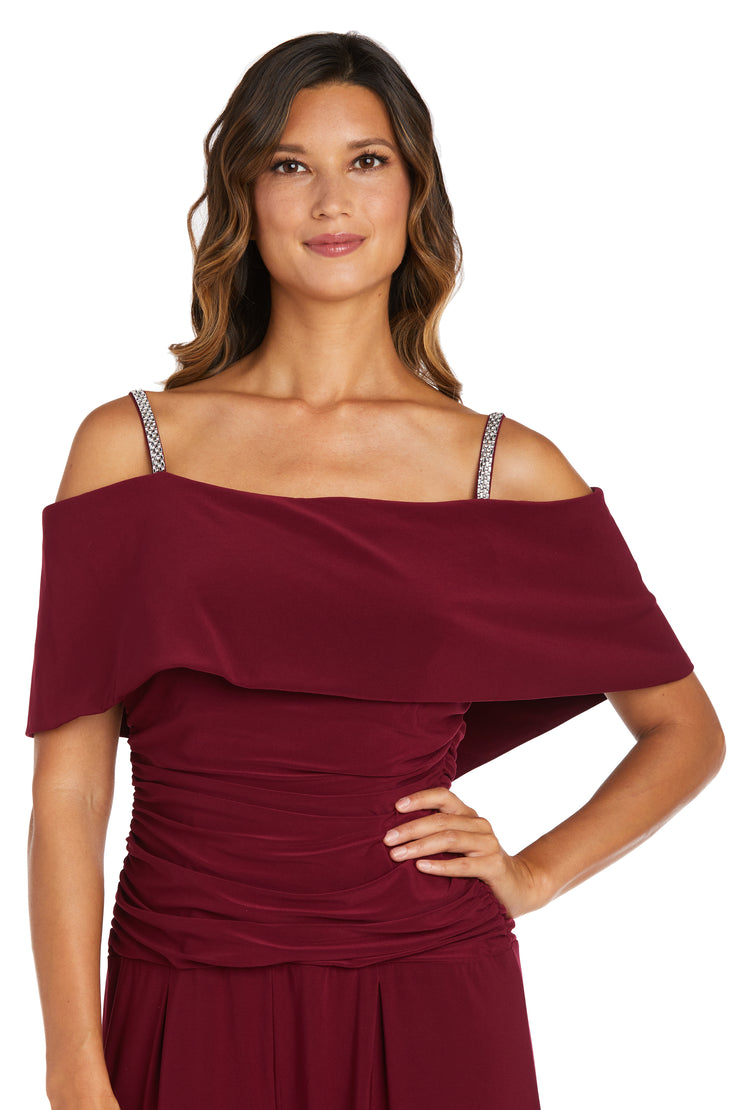Off the Shoulder Jumpsuit with Ruched Bodice - Petite