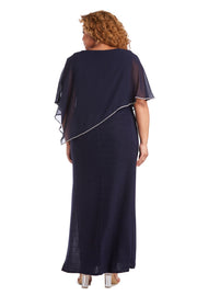 Rhinestone Poncho with Metallic Stripe Dress - Plus