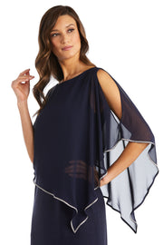 Rhinestone Poncho With Metallic Stripe Dress