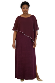 Rhinestone Poncho with Metallic Stripe Dress - Plus