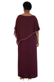 Rhinestone Poncho with Metallic Stripe Dress - Plus