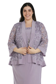 Soutache Dress and Jacket Set with Built In Necklace - Plus