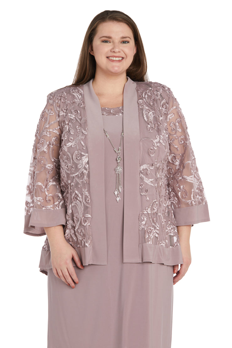 Soutache Dress and Jacket Set with Built In Necklace - Plus