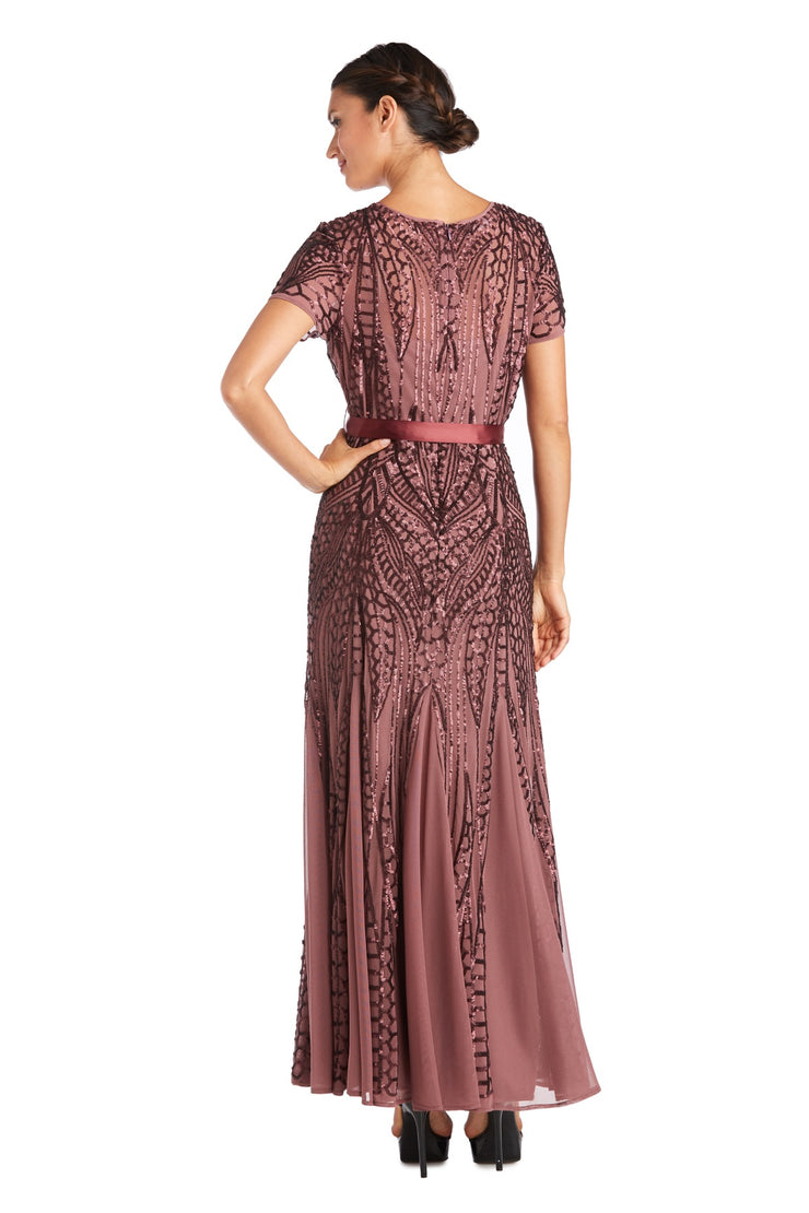Short Sleeve Embellished Sequin Godet Dress