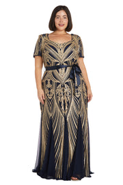 Sweetheart Neckline Sequin Panel Godet Dress - Plus