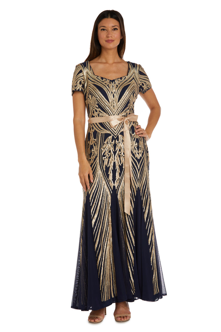 R&M RICHARDS Womens Gold Sleeveless Keyhole Full-Length Formal Empire Waist  Dress 14 