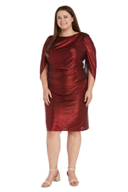 Cocktail Dress with Draped Sleeves - Plus