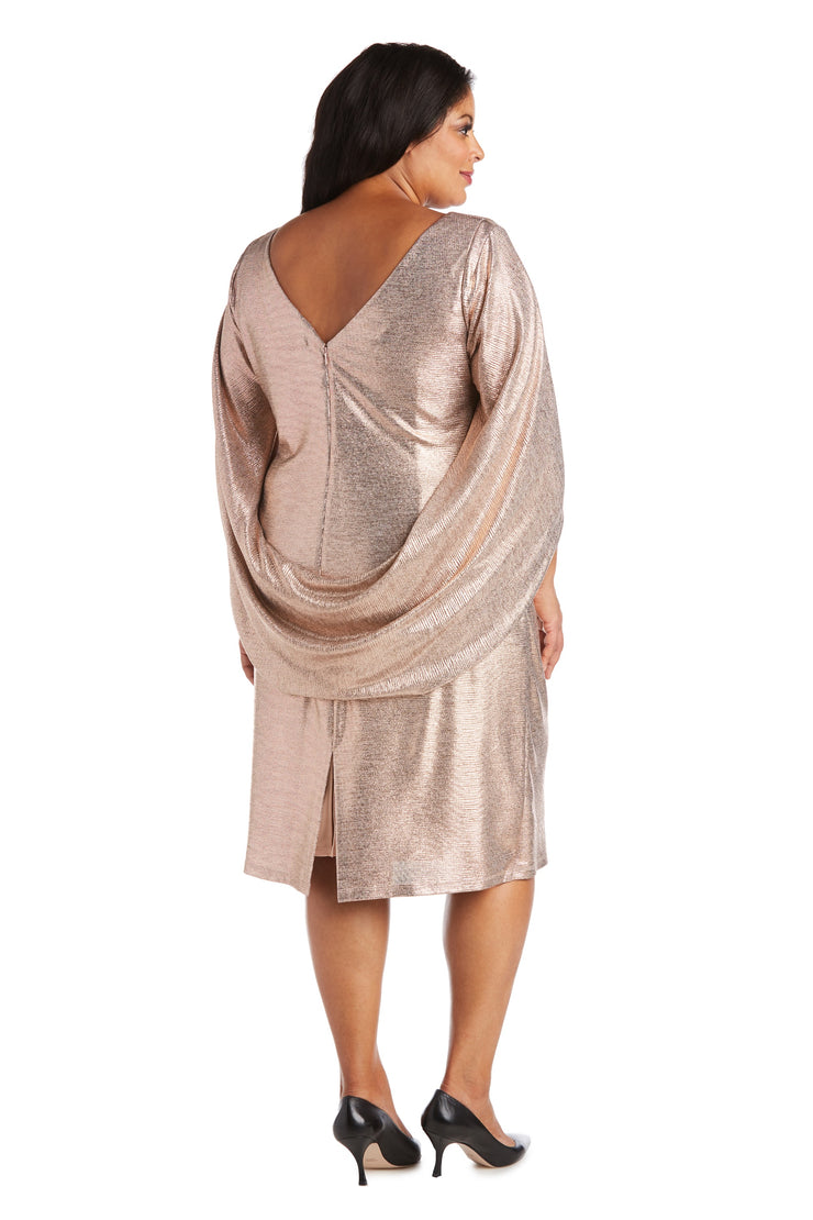 Cocktail Dress with Draped Sleeves - Plus