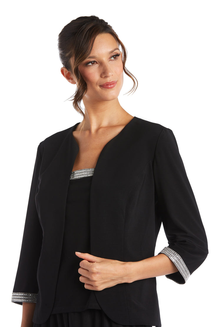 Sleeveless Square Neckline Top and Straight Leg Pants with Matching Jacket