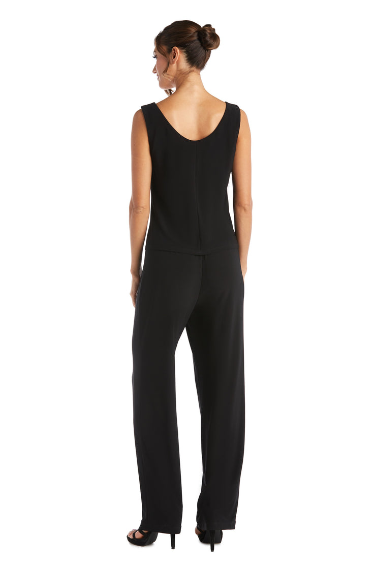 Sleeveless Square Neckline Top and Straight Leg Pants with Matching Jacket