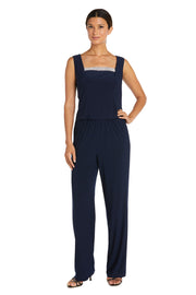 Sleeveless Square Neckline Top and Straight Leg Pants with Matching Jacket