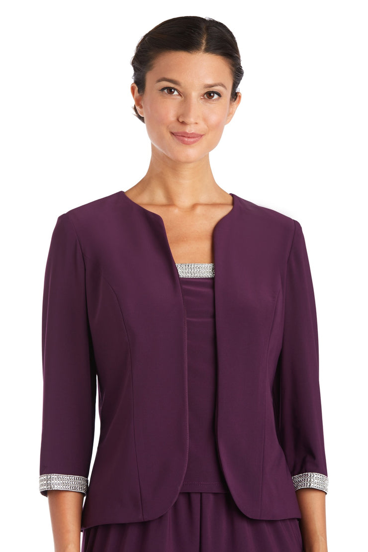 Sleeveless Square Neckline Top and Straight Leg Pants with Matching Jacket