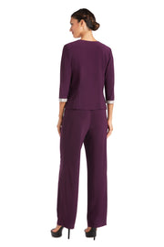 Sleeveless Square Neckline Top and Straight Leg Pants with Matching Jacket