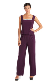 Sleeveless Square Neckline Top and Straight Leg Pants with Matching Jacket