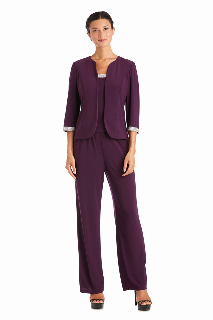 Sleeveless Square Neckline Top and Straight Leg Pants with Matching Jacket