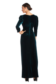 Puff Sleeve Side Wrap Dress With Brooch