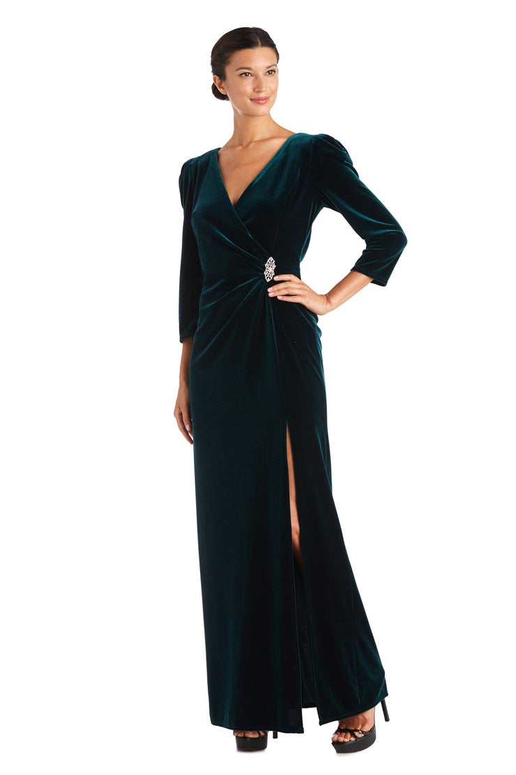 V-Neck Velvet Long Sleeves Bodycon Mermaid High Slit Evening Dress -  Ever-Pretty US