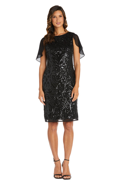 Embellished Cocktail Dress with Capelet Sleeve