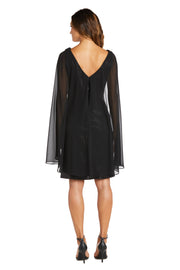 Pleated Capelet Cocktail Dress