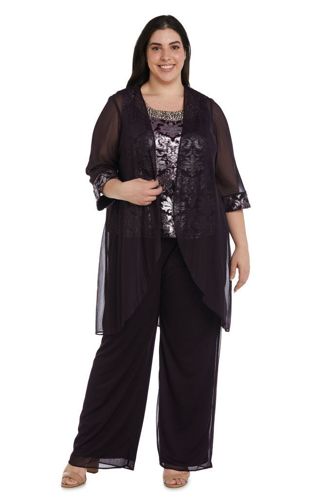 Three-Piece Beaded Neck Duster Pant Set - Plus – R&M Richards