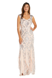 Sequined Embellished Gown With Ruffle Skirt Inserts - Petite