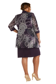 Two-Piece Printed Jacket and Dress Set - Plus