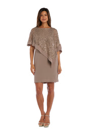 Knee-Length Dress and Sequined Poncho Set
