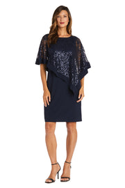 Knee-Length Dress and Sequined Poncho Set - Petite