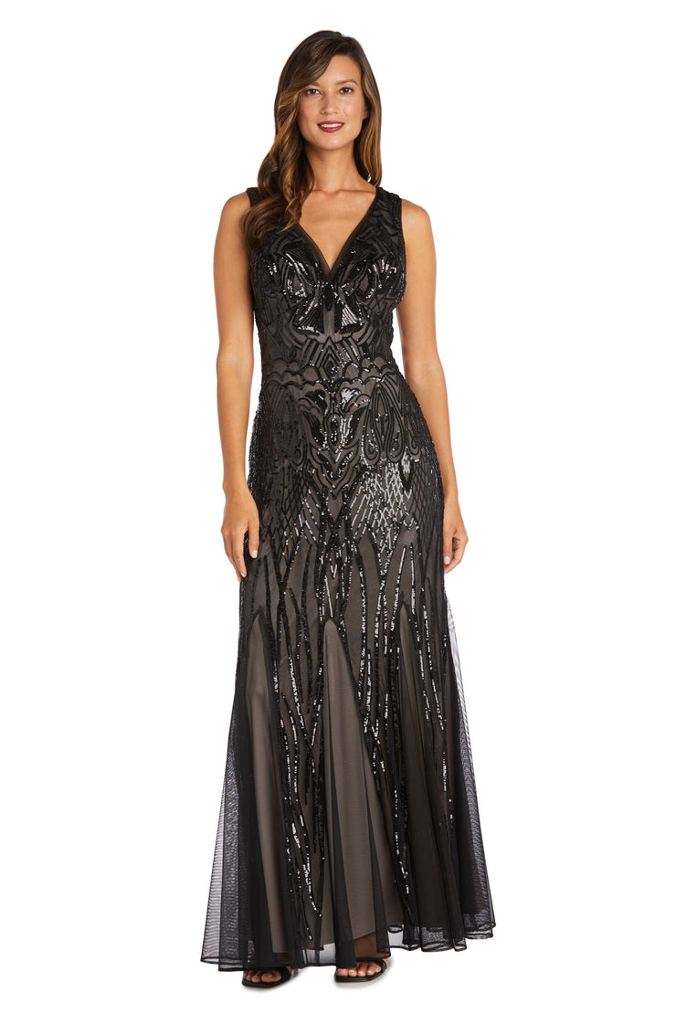 Beaded Godet Evening Gown - Petite