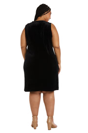 Two Piece Floral Velvet Jacket and Dress Set - Plus